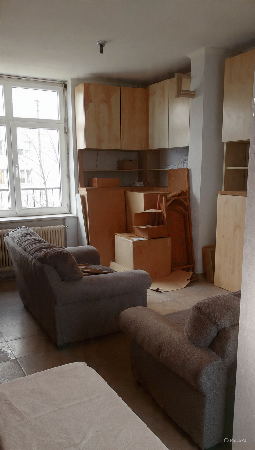 Opróżnianie mieszkań Konstantynów Łódzki – zagracone wnętrze przed wywozem